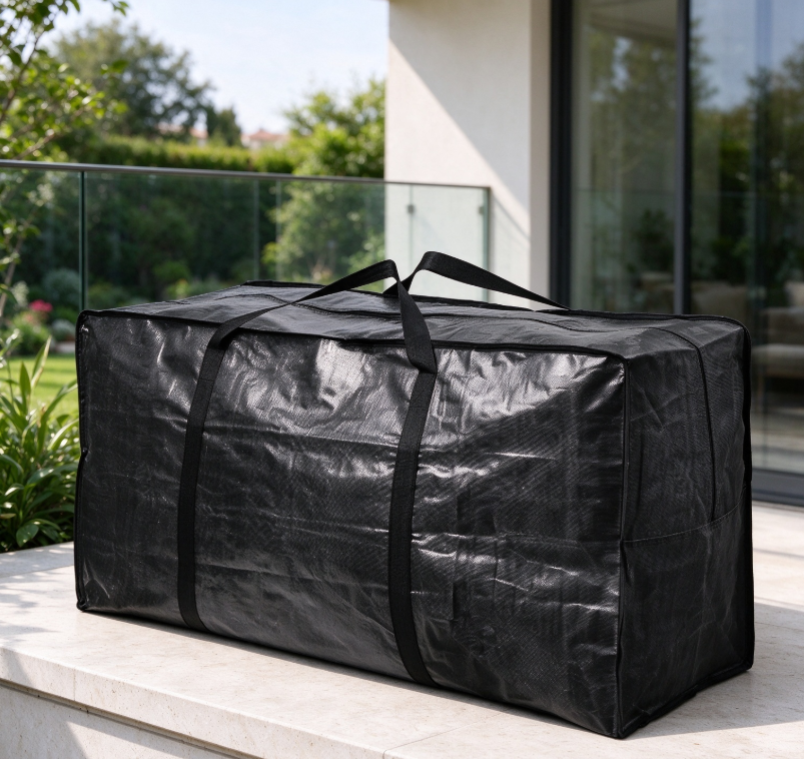 Black Laminated Woven Storage Bag for Seat Cushions – Thickened, Waterproof, and Wear-Resistant