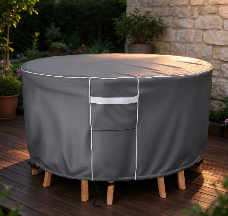 Waterproof & UV-Resistant Round Outdoor Coffee Table Cover – Patio Table Dust Cover with Storage Bag - Image 2