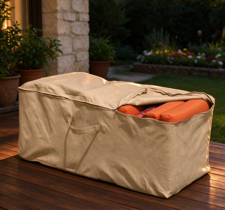 Large-Capacity Outdoor Cushion Storage Bag (Khaki) – Wide-Opening Design - Image 2