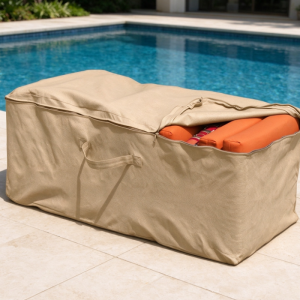Large-Capacity Outdoor Cushion Storage Bag (Khaki) – Wide-Opening Design