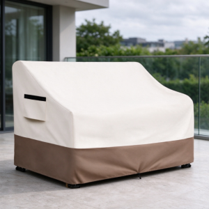 Waterproof & Dustproof Outdoor Loveseat Cover – Sun-Resistant Patio Sofa Cover with Color-Block Design