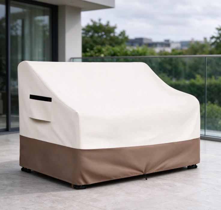 Waterproof & Dustproof Outdoor Loveseat Cover – Sun-Resistant Patio Sofa Cover with Color-Block Design