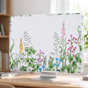 Floral-Print Monitor Dust Cover