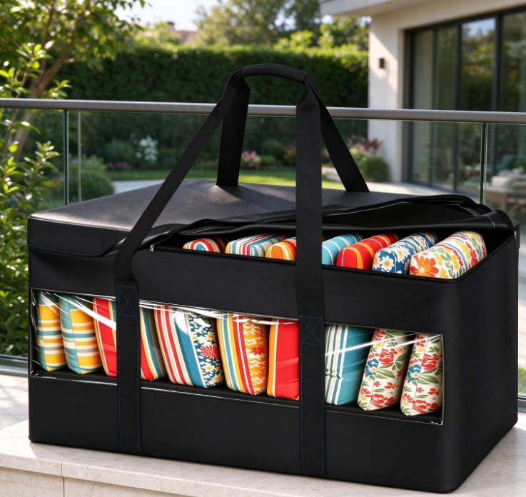 Large-Capacity Storage Bag for Cushions and Pillows – Featuring Multiple Transparent Viewing Windows