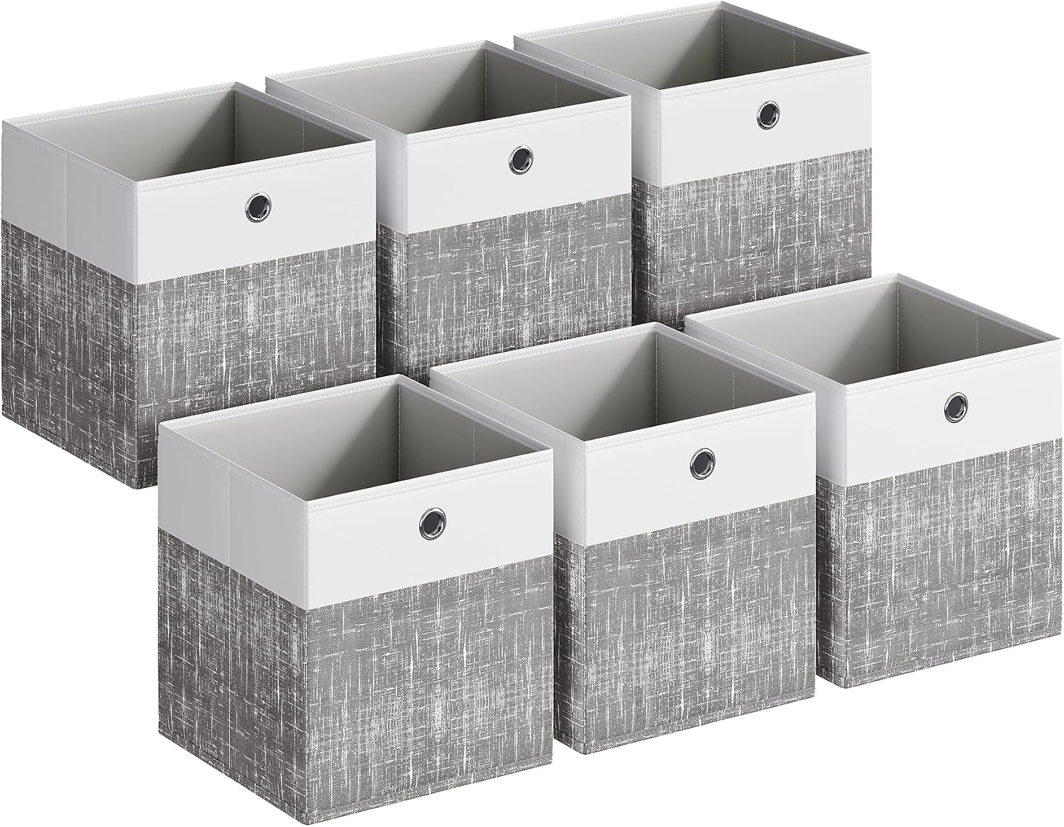 Grey-and-White Color-Block Fabric Storage Basket/Bag